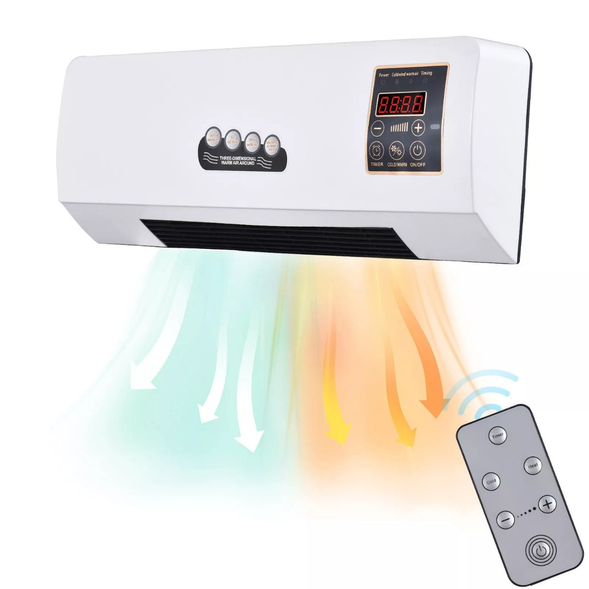Calefactor de Pared Eléctrico con Control Remoto | Aire Frío y Caliente
